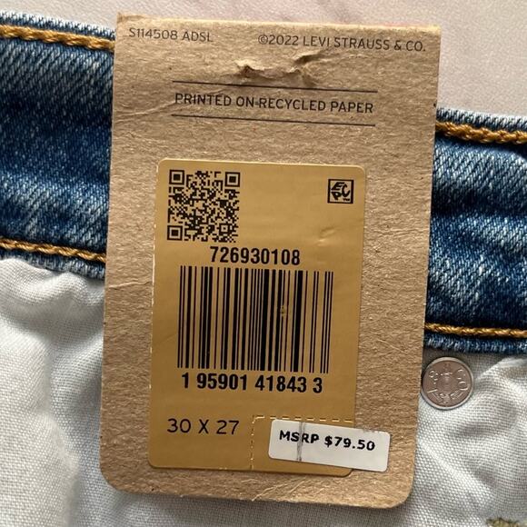 Levi's Ribcage Straight Ankle Jeans Women's Size 30 High Rise Distressed NWT - Picture 11 of 13